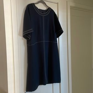 BR Navy and White Stitch Dress